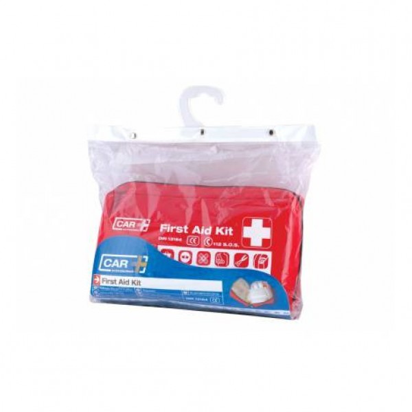 Botiquín Primeros Auxilios DIN 13164 Car+ Bolsa Roja | Kit Emergencia Completo Homologado | Merkamas