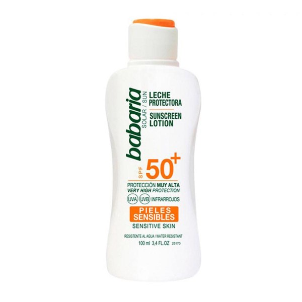 Babaria Leche Corporal Aloe Vera SPF50+ Piel Sensible 100ml | Protección Solar Alta y Cuidado Hidratante | Merkamas