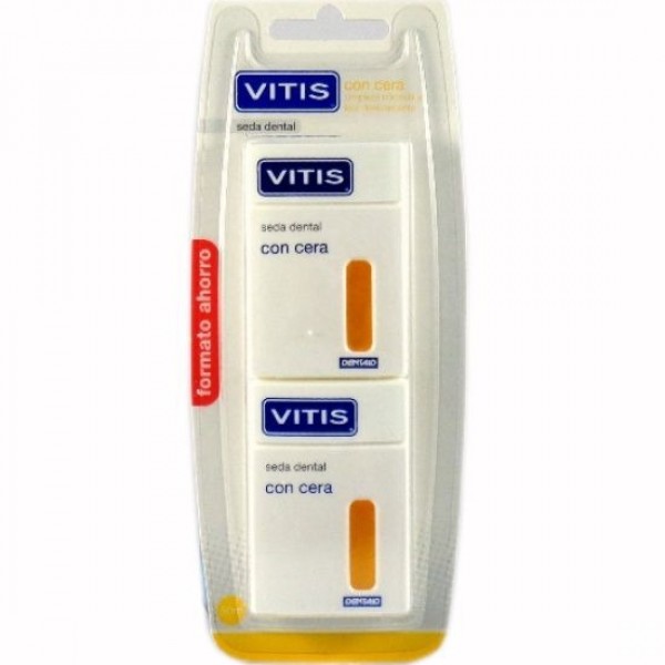 Vitis Seda Dental con Cera 2x 50 m para Limpieza Interdental Profunda y Suave | Merkamas