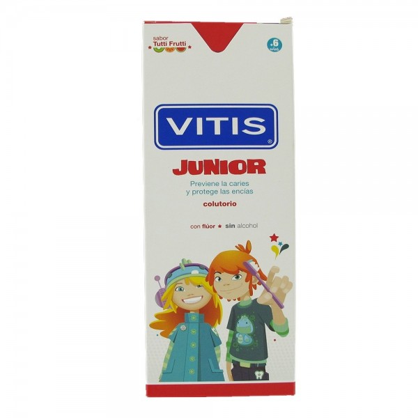 Vitis Junior Colutorio Sabor Tutti Frutti 500 ml | Protección Anticarie y Encías Sanas para Niños | Merkamas