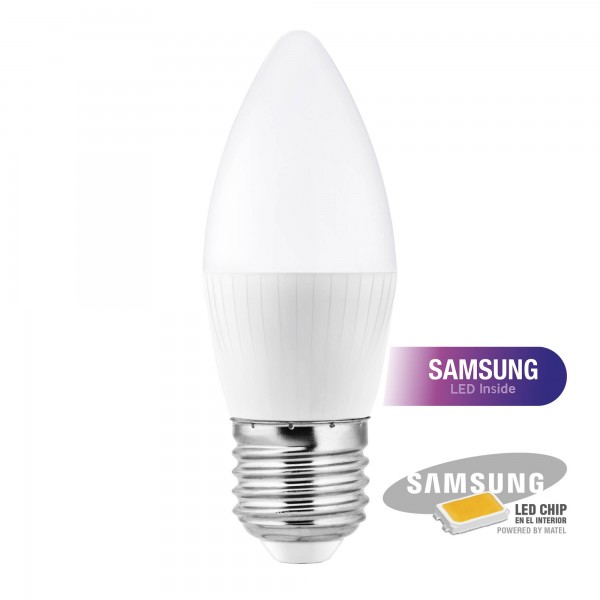 Bombilla LED Vela Samsung E27 8W Cálida Pack 10 Unidades Matel | Iluminación Eficiente y Duradera | Merkamas
