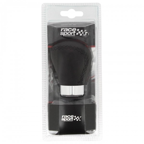 Pomo Piel Racing Bordado Lateral Negro Miltigrip | Mejora Interior Coche Deportivo | Merkamas