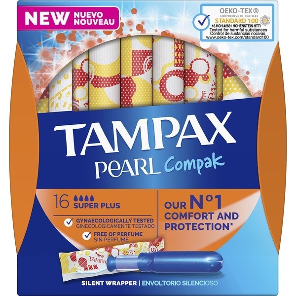 Tampones Tampax Compak Pearl Super Plus 20 Uds | Absorción Máxima y Comodidad Discreta | Merkamas