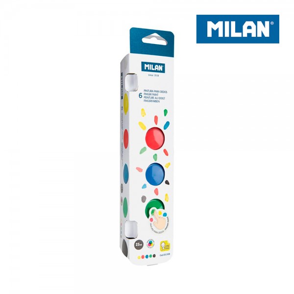 Caja 6 Tarros Pintura Dedos MILAN 25ml Colores Primarios Seguros para Manualidades Infantiles | Merkamas