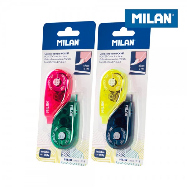Pack 12 Cintas Correctoras MILAN Seco 4.2mm x 5m Colores Surtidos para Escritura Impecable | Merkamas