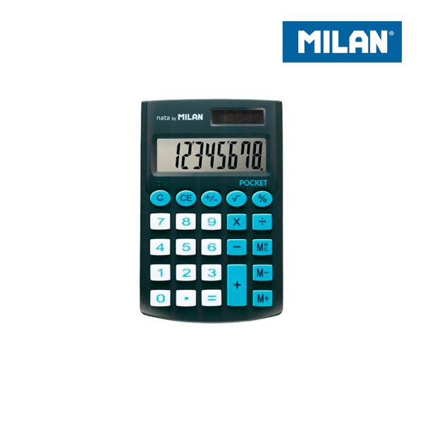 Calculadora Bolsillo MILAN Negra 8 Dígitos con Funda | Precisión Portátil y Fiable | Merkamas