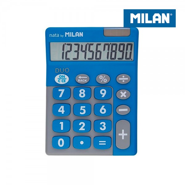Calculadora Duo 10 Dígitos Teclas Grandes Azul MILAN | Precisión Profesional y Comodidad Visual | Merkamas