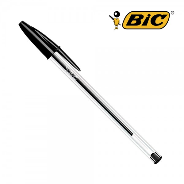Pack 50 Bolígrafos Bic Cristal Negro 1mm Trazo 0.4mm Ecológico | Escritura Duradera 3km | Merkamas
