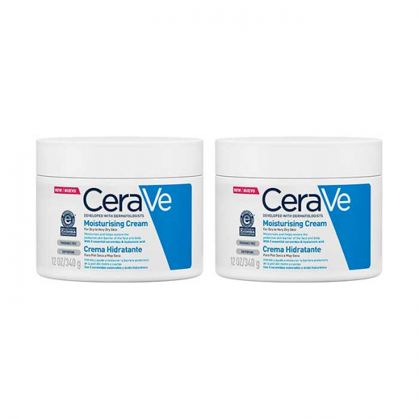 CeraVe Crema Hidratante Piel Seca 2x340g Duo Pack | Hidratación Intensa y Barrera Protectora | Merkamas