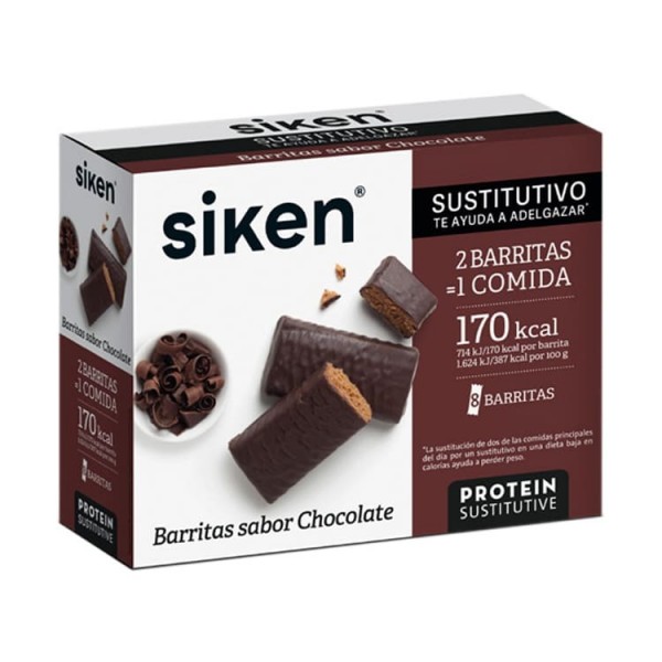 Siken ProteínaFibra Barritas Chocolate 8 Uds | Control de Peso y Saciedad Siken | Merkamas