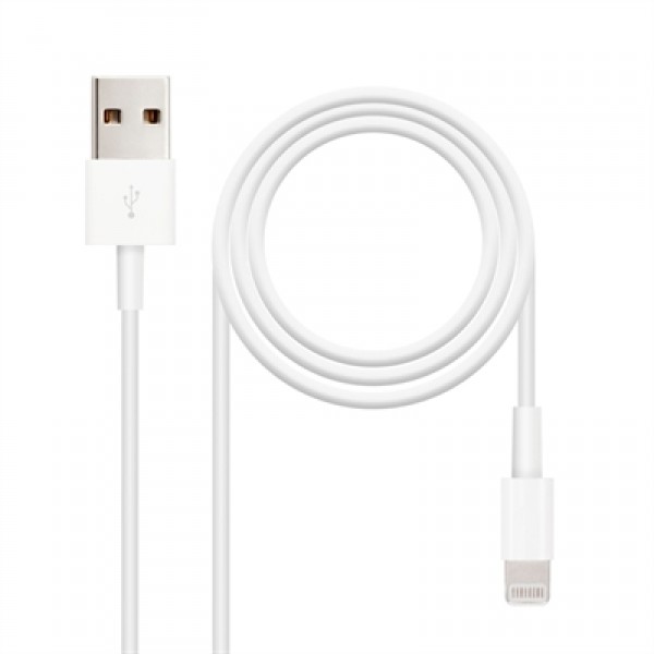 Nanocable Cable Lightning USB 2M Blanco | Carga Rápida y Transferencia de Datos Segura | Merkamas
