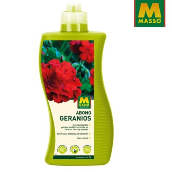 Abono Geranios Massó 1L Pack 2 Unidades | Floración Abundante y Color Vibrante | Merkamas