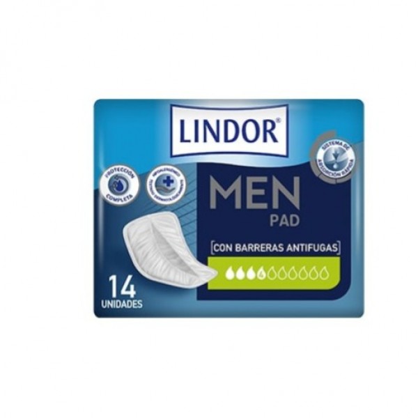 Protectores Incontinencia Severa Lindor Men Pad Extra 4 Gotas (14 Uds) | Máxima Absorción y Discreción | Merkamas
