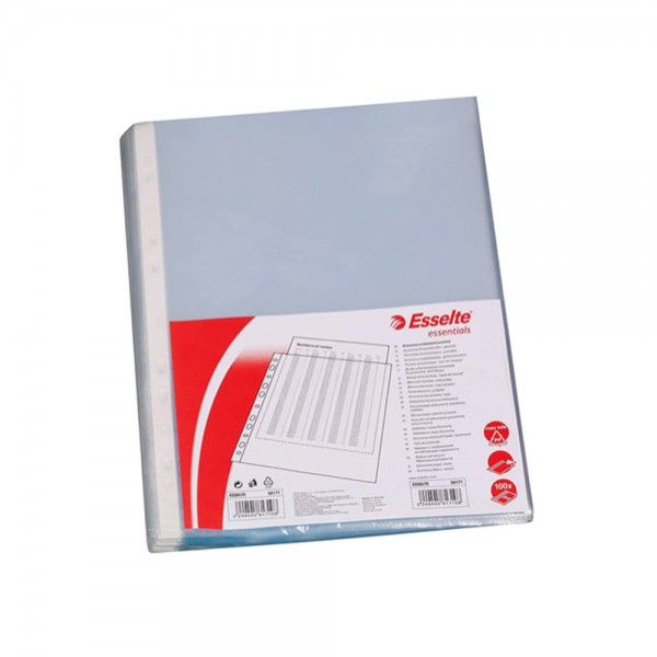 Fundas Din A4 Multitaladro 80 micras Pack 100 Unidades Esselte | Protección Segura y Duradera para tus Documentos | Merkamas