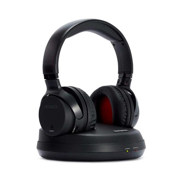 Auriculares OverEar Inalámbricos TV RF Aiwa WHF-930D Negro | Sonido Inmersivo sin Cables y Larga Distancia | Merkamas