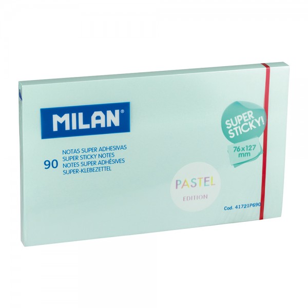 Bloc 90 Notas Super Adhesivas Azul Pastel 76x127mm Pack 10 MILAN | Organización Fiable y Estilosa para Profesionales | Merkamas