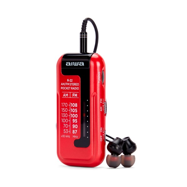 Radio Portátil Aiwa RS-22 Roja FM AM | Sintonización Sencilla y Sonido Fiable para tu Día | Merkamas