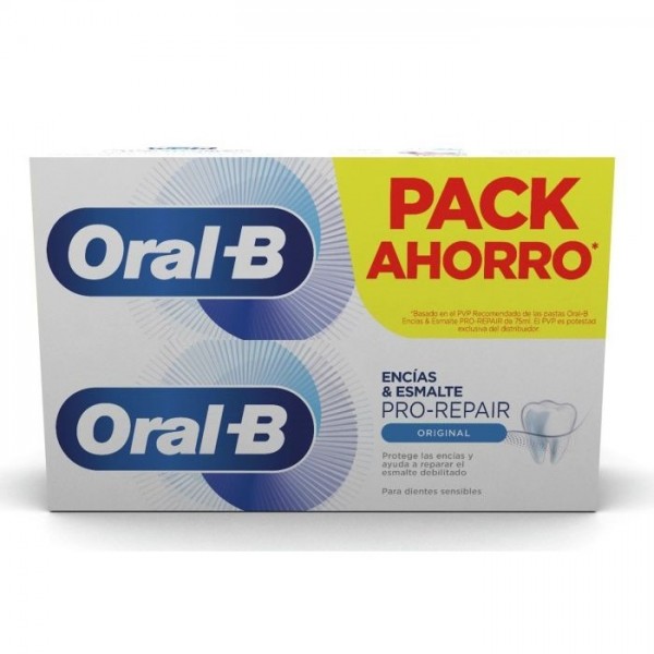 Pack Ahorro Oral-B Encías & Esmalte Pro-repair Original 2x75ml | Repara y Protege Dientes y Encías | Merkamas