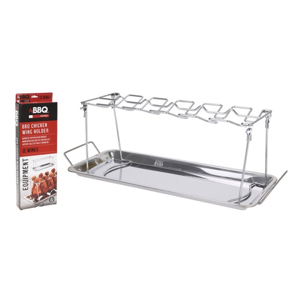 Soporte Alitas Pollo Acero Inoxidable BBQ Horno Antiadherente hasta 12 Piezas | BBQ Merkamas