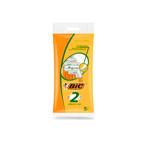 Bic Maquinilla Afeitar 2 Sensitive 5 uds | Depilado Suave Piernas y Cuerpo | Merkamas