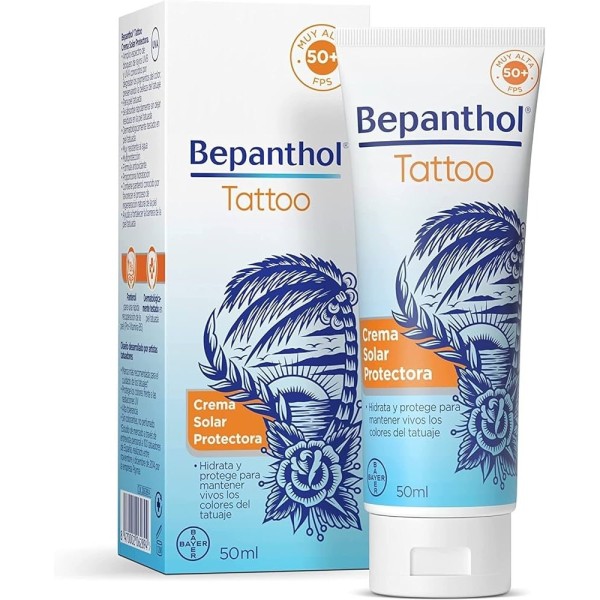 Bepanthol Tattoo Crema Solar SPF50 50ml | ProtecciÃ³n Alta Color Tatuajes | Merkamas