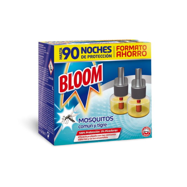 Bloom Insecticida Eléctrico Continuo Antimosquitos 2 Recambios | Protección Duradera y Silenciosa | Merkamas