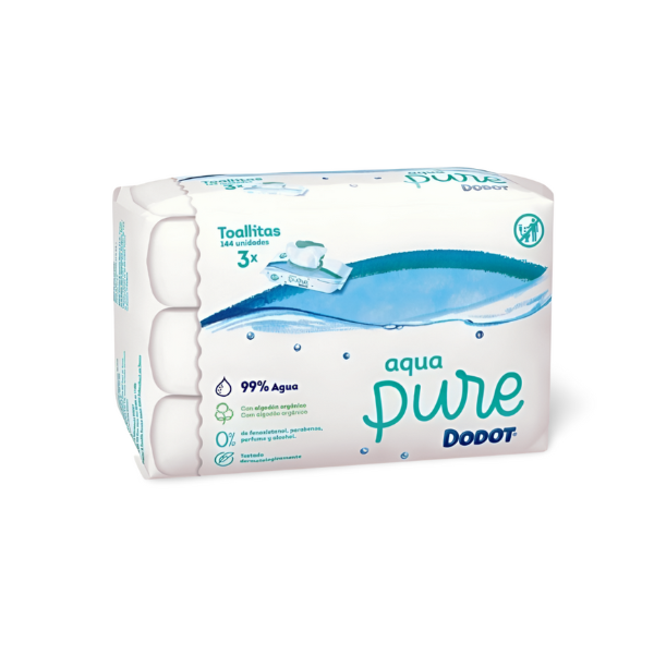 Toallitas Dodot Aqua Pure 144 Unidades | Limpieza Suave Piel Sensible | Hipoalergénicas | Merkamas