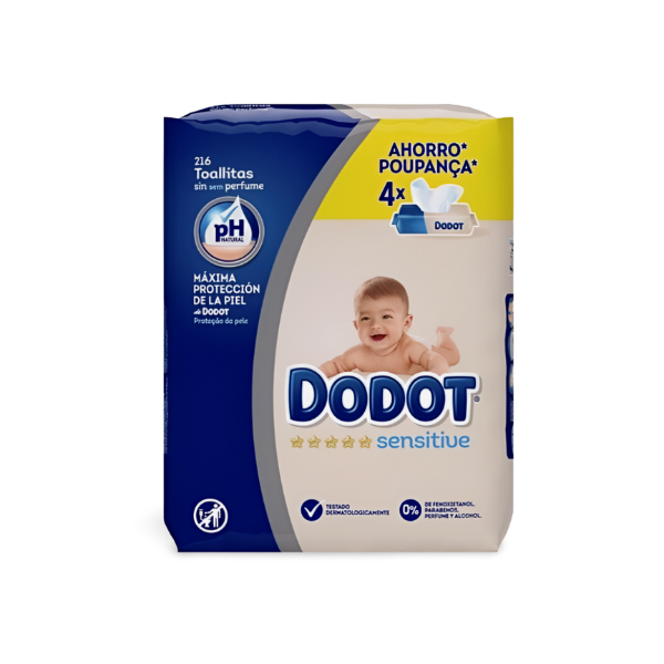 Dodot Toallitas Sensitive 4 Unidades (216 Toallitas) Pack Ahorro Piel Delicada | Merkamas
