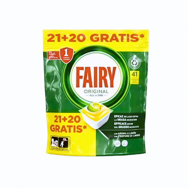 Fairy Lavavajillas Todo en 1 Original 41 Taps Pack Ahorro | Máxima Limpieza y Brillo | Merkamas