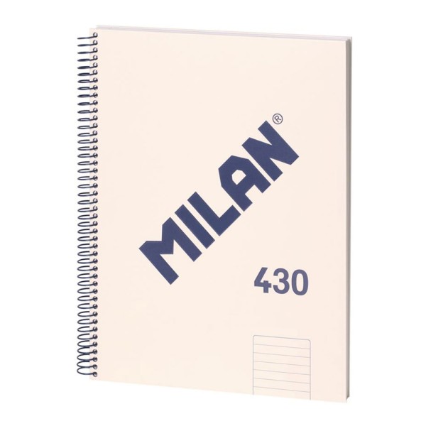 Pack 3 Cuadernos A4 Espiral Pautado 7mm Beige MILAN Colección 430 | Papel 95gr Calidad Premium | Merkamas