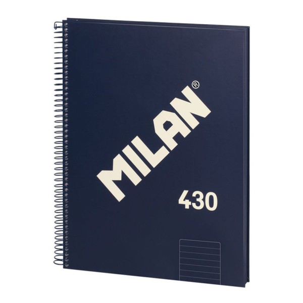 Pack 3 Cuadernos A4 Espiral Pautado 7mm Azul Marino MILAN | Calidad Profesional España | Merkamas