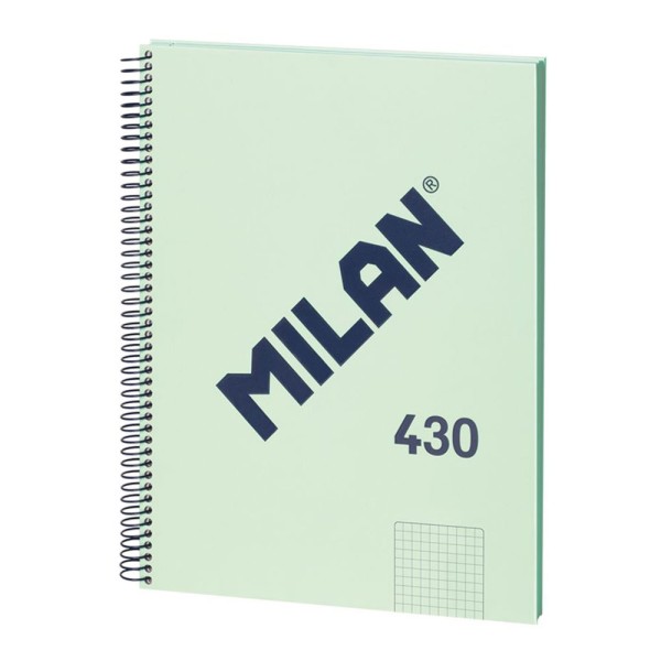 Pack 3 Cuadernos A4 MILAN Espiral Cuadriculado 5x5mm Verde Tapa Dura | Papel 95gr Microperforado | Merkamas