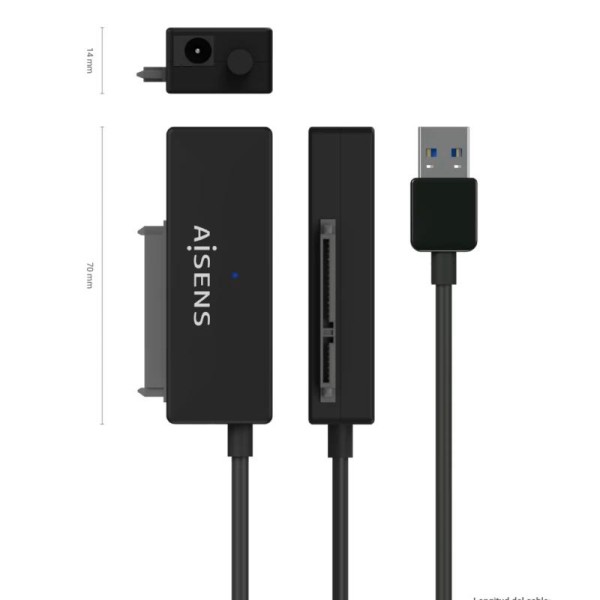 Aisens Adaptador SATA a USB-A 3.0 para Discos Duros 2.5/3.5 | Clonación Rápida y Fácil | Merkamas