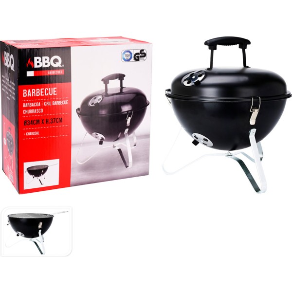 Barbacoa Portátil BBQ COLLECTION Negra con Tapa y Respaldo Europeo para Cocina al Aire Libre | Merkamas