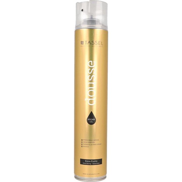 Laca Tassel Dousse Argan Oil Extra-Fuerte 750ml Vaporizador | Fijación Profesional Duradera | Merkamas