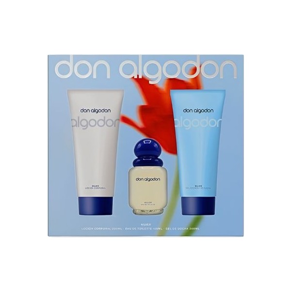 Set Perfume Don Algodon Mujer EDT 100ml + Loción Corporal + Gel Ducha | Regalo Ideal | Merkamas