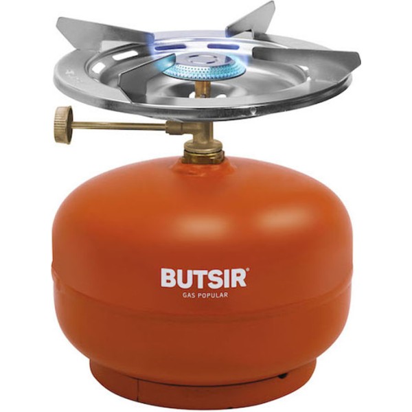 Fogón Camping BUTSIR Destroyer Botella Naranja Ø23x7cm | Alta Potencia 2400W Encendido Rápido | Merkamas