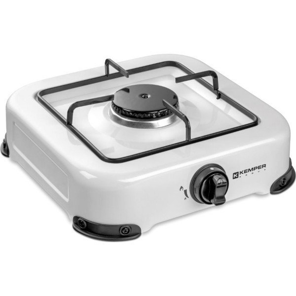 Cocina Gas Butano/Propano Kemper 1 Quemador Blanca Compacta 1.2kW | Ideal para Autocaravanas y Espacios Reducidos | Merkamas