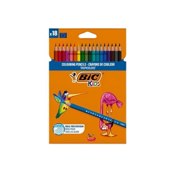 Lápices de Color Bic 18 Unidades: Juego Artístico Duradero para Niños y Adultos | Merkamas