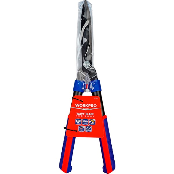 Tijeras Cortasetos Hoja Ondulada 58.4cm Acero 65Mn Mango Goma Antideslizante WORKPRO | Cortes Precisos y Durabilidad | Merkamas