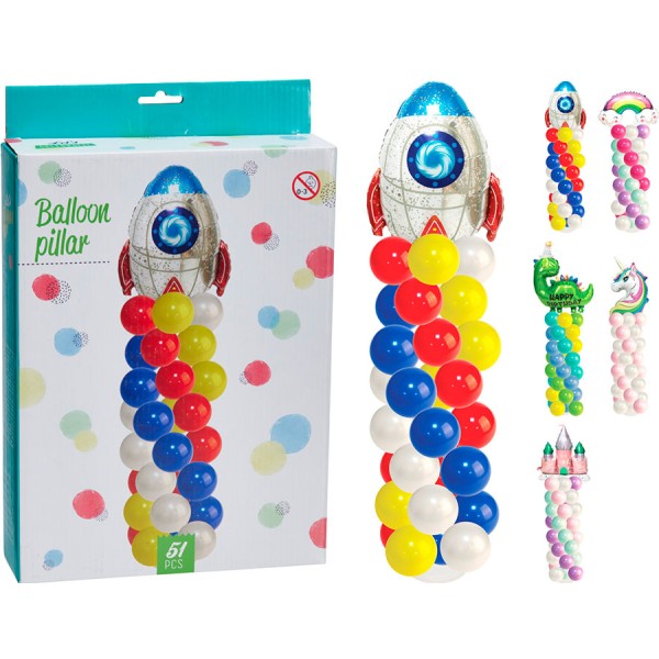 Pilar de Globos 51 Piezas Surtidas BASICS para Decoración Festiva | Merkamas