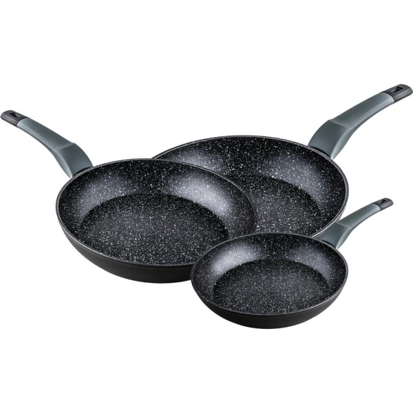 Sartenes Antiadherentes Supreme Piedra 3 Piezas (18-22-26cm) Cocina Saludable y Duradera | Merkamas