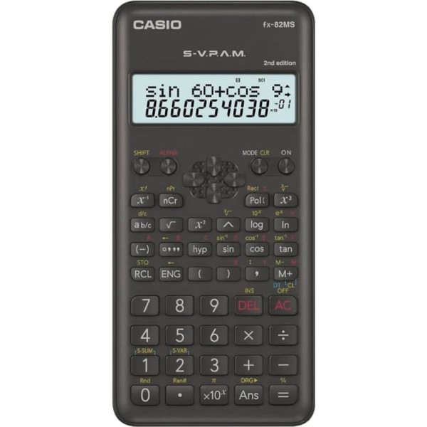 Casio fx-82MS-2 Negra Calculadora Científica Estándar con Funda | Merkamas