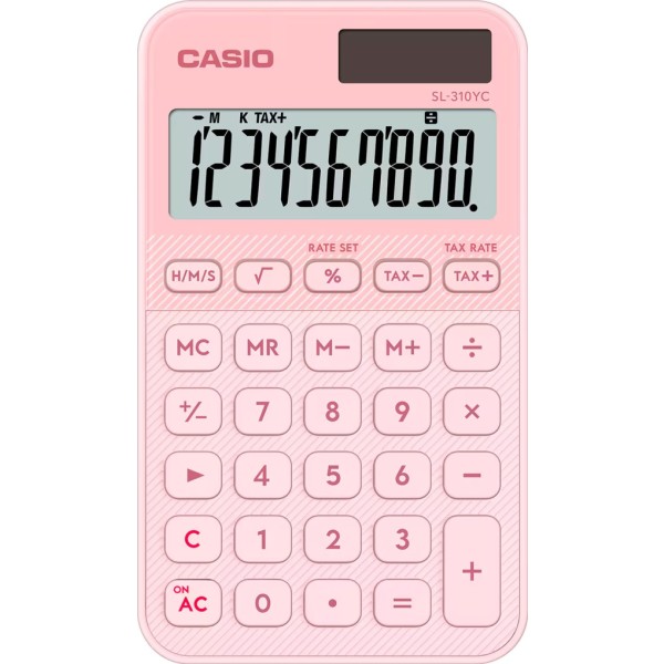Calculadora de Bolsillo Casio SL-310YC Rosa - Pantalla Extra Grande y Funciones Avanzadas | Merkamas