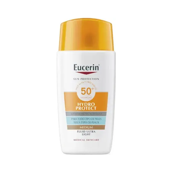 Eucerin Sun Hydroprotect Fluido Ultra Light SPF 50+ Tono Medio Protección Facial Muy Alta Antioxidante | Merkamas