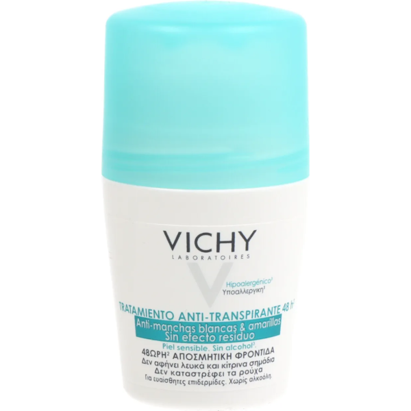 Vichy Antitranspirante 48h Rollon 50ml: Protección Anti-Manchas y Marcas | Merkamas